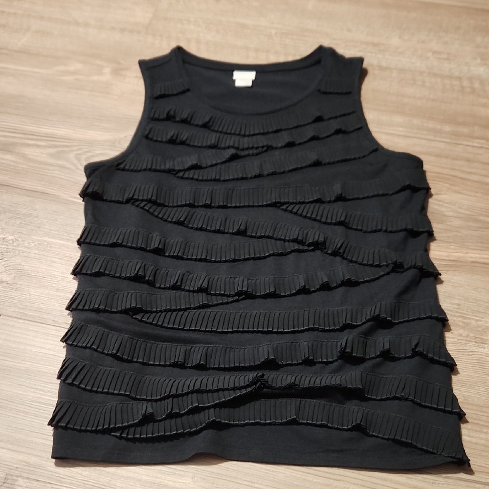 Chico's large Black Ruffle Tank Top